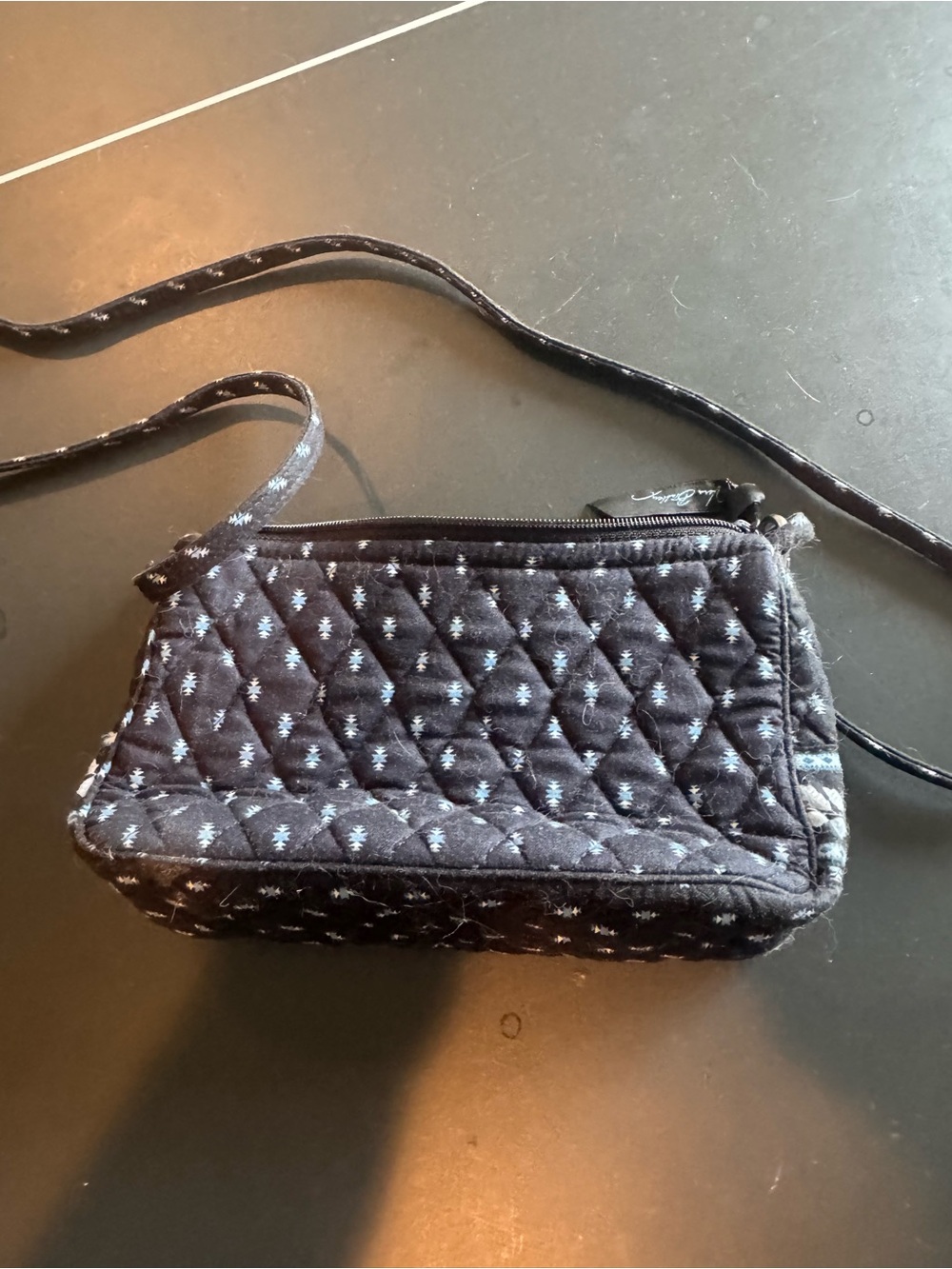 Quilted Black Crossbody Bag with Star Stitching